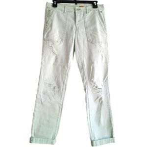 Anthropologie Pilcro‎ Hyphen Distressed Pants Cuffed Embroidered Women's Size 26